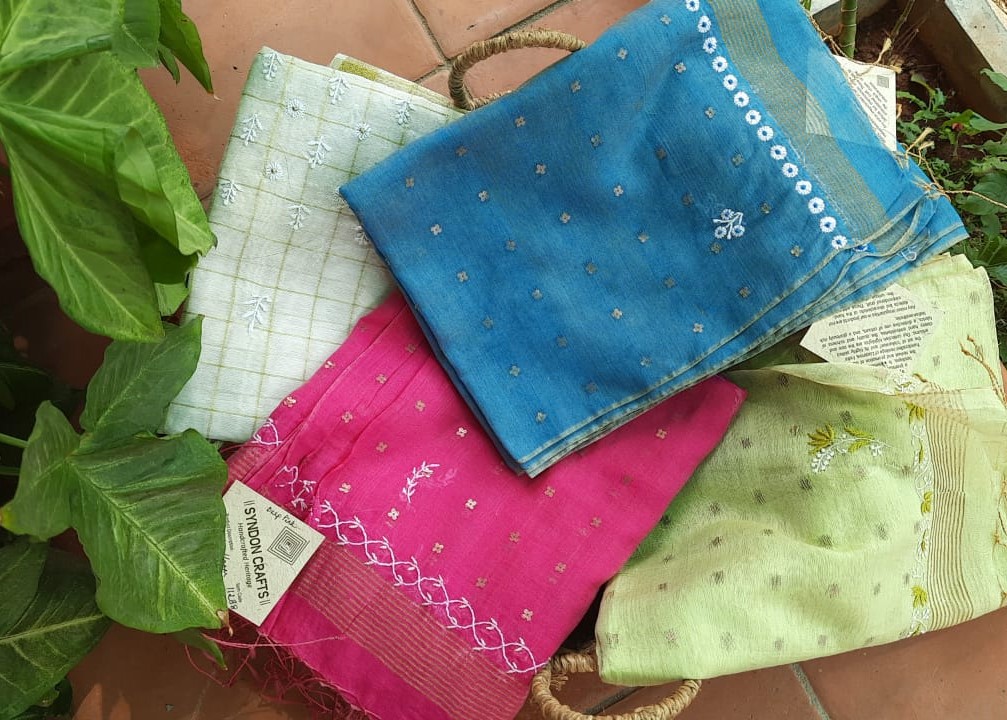Colorful handloom chikankari dupattas
