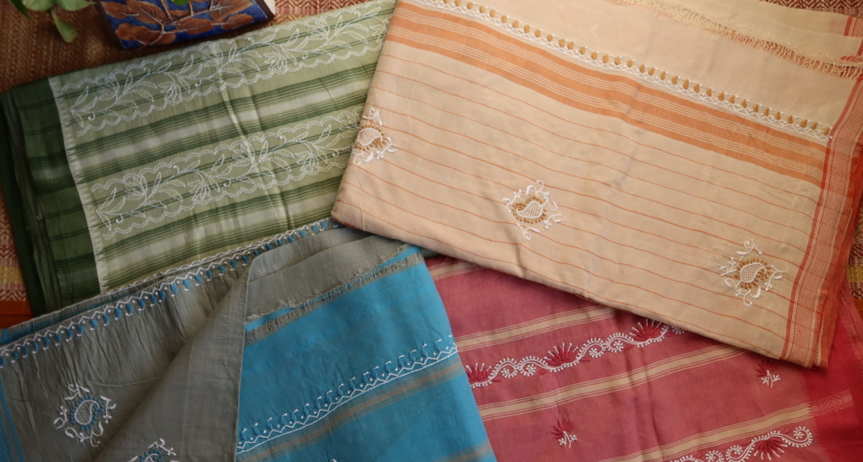 Handloom cotton chikankari sarees